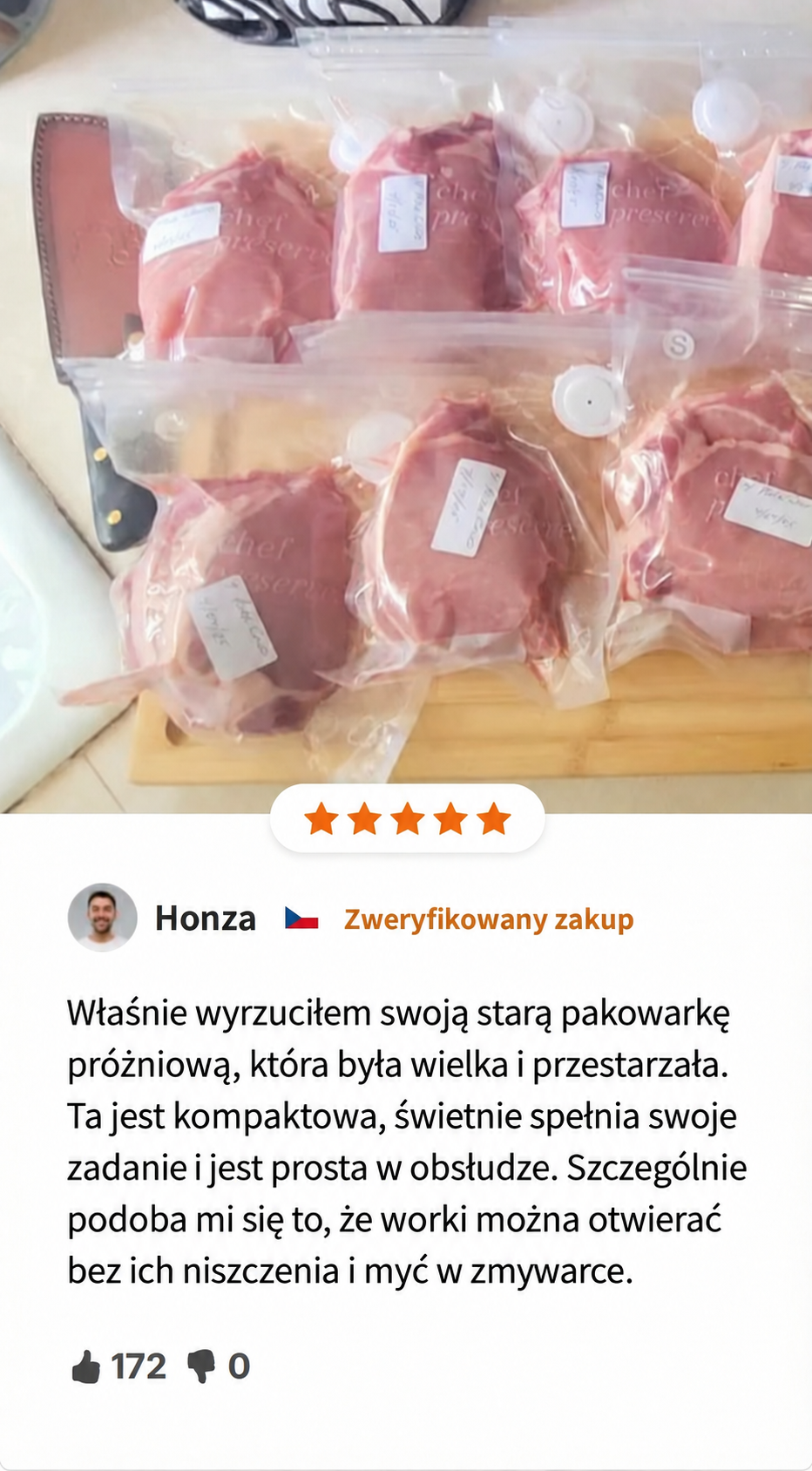 Opinia Honzy o ChefPreserve, przetłumaczona z języka czeskiego