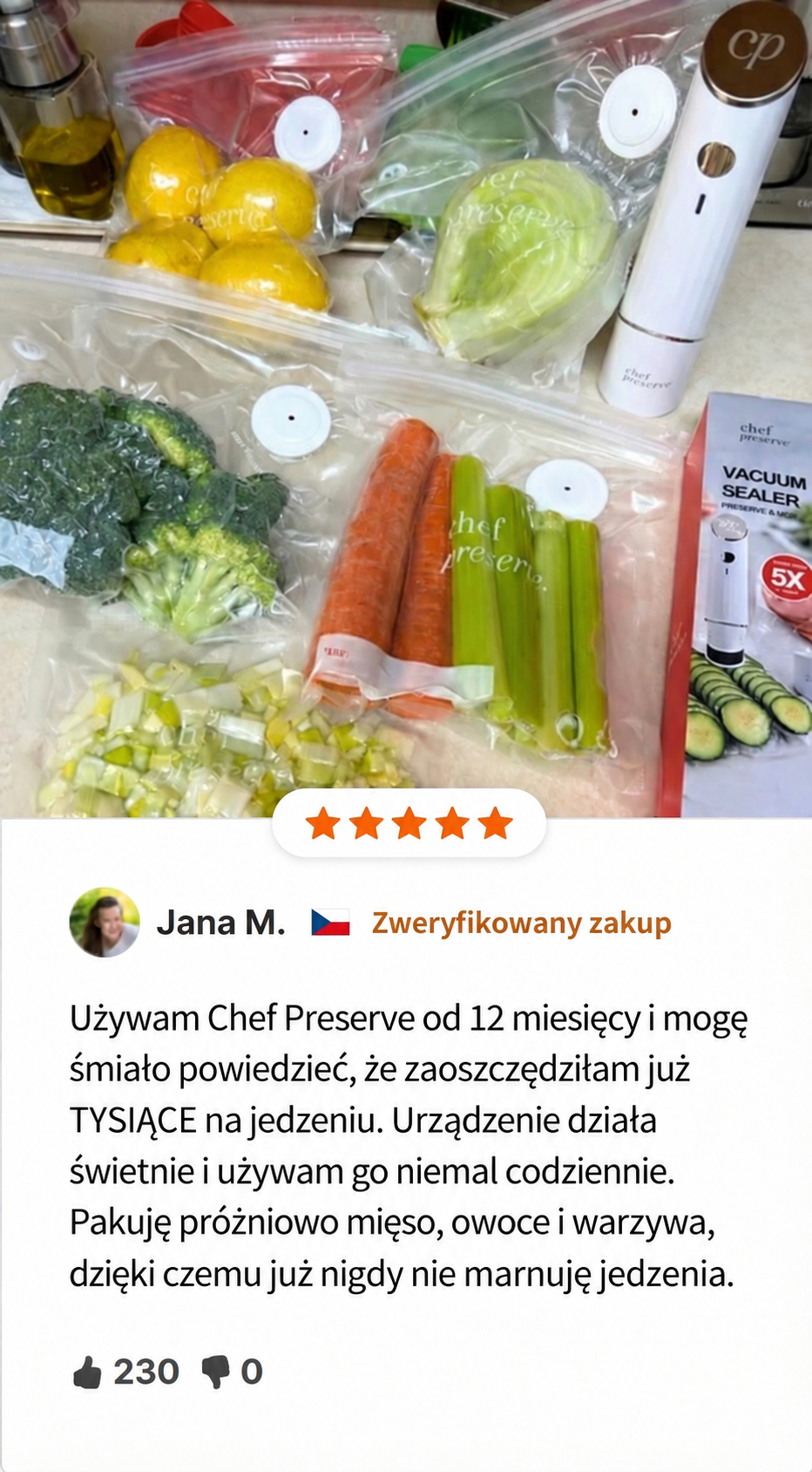 Opinia Jana M. o ChefPreserve, przetłumaczona z języka czeskiego